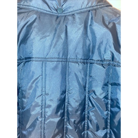 DANI COLBY Puffer Jacket Womens Size Large Solid Teal Quilted Nylon Button Up - Picture 7 of 7